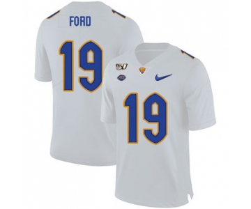 Pittsburgh Panthers 19 Dontez Ford White 150th Anniversary Patch Nike College Football Jersey