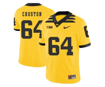 Iowa Hawkeyes 64 Cole Croston Yellow College Football Jersey