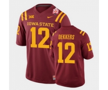 Men Iowa State Cyclones #12 Hunter Dekkers 2021 Fiesta Bowl Cardinal College Football Jersey