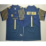 Men's Oregon Ducks Spring Game #1 Mighty Oregon Weebfoot 100th Rose Bowl Game Navy Blue Elite Jersey