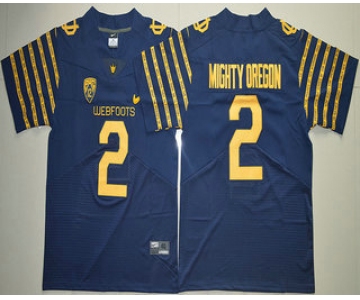 Men's Oregon Ducks Spring Game #2 Mighty Oregon Weebfoot 100th Rose Bowl Game Navy Blue Elite Jersey