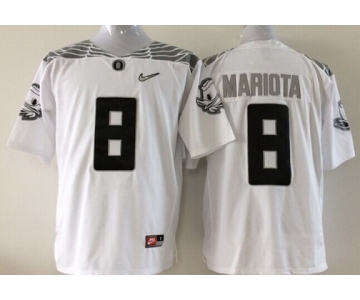 Oregon Duck #8 Marcus Mariota 2015 Playoff Rose Bowl Special Event Diamond Quest White Jersey