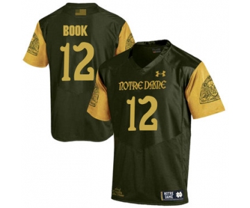 Notre Dame Fighting Irish 12 Ian Book Olive Green College Football Jersey