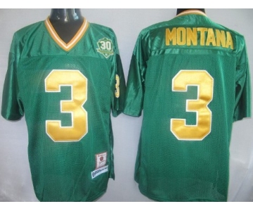 Notre Dame Fighting Irish #3 Joe Montana Green Throwback Jersey