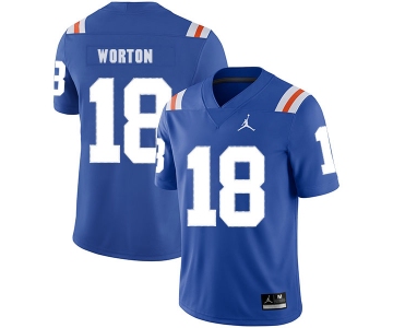 Florida Gators 18 C.J. Worton Blue Throwback College Football Jersey