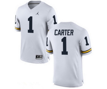 Men's Michigan Wolverines #1 Anthony Carter Retired White Stitched College Football Brand Jordan NCAA Jersey