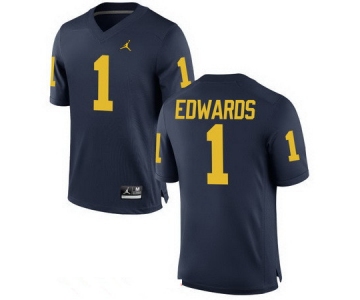 Men's Michigan Wolverines #1 Braylon Edwards Retired Navy Blue Stitched College Football Brand Jordan NCAA Jersey