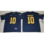 Men's Michigan Wolverines #10 Tom Brady Navy Blue Stitched NCAA Brand Jordan College Football Jersey