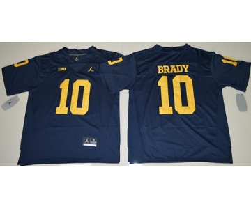 Men's Michigan Wolverines #10 Tom Brady Navy Blue Stitched NCAA Brand Jordan College Football Jersey