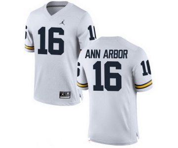 Men's Michigan Wolverines #16 Ann Arbor White Stitched College Football Brand Jordan NCAA Jersey