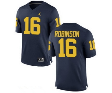 Men's Michigan Wolverines #16 Denard Robinson Retired Navy Blue Stitched College Football Brand Jordan NCAA Jersey