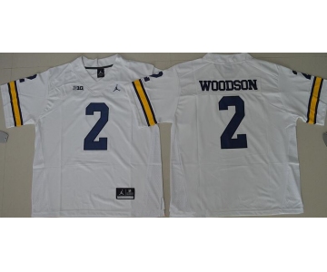 Men's Michigan Wolverines #2 Charles Woodson White Stitched NCAA Brand Jordan College Football Jersey