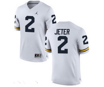 Men's Michigan Wolverines #2 Derek Jeter White Stitched College Football Brand Jordan NCAA Jersey