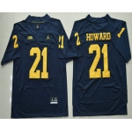 Men's Michigan Wolverines #21 Desmond Howard Navy Blue Stitched NCAA Brand Jordan College Football Jersey