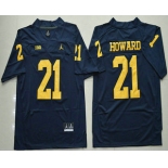 Men's Michigan Wolverines #21 Desmond Howard Navy Blue Stitched NCAA Brand Jordan College Football Jersey