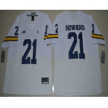 Men's Michigan Wolverines #21 Desmond Howard White Stitched NCAA Brand Jordan College Football Elite Jersey