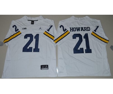 Men's Michigan Wolverines #21 Desmond Howard White Stitched NCAA Brand Jordan College Football Jersey