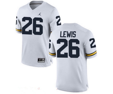 Men's Michigan Wolverines #26 Jourdan Lewis White Stitched College Football Brand Jordan NCAA Jersey