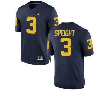 Men's Michigan Wolverines #3 Wilton Speight Navy Blue Stitched College Football Brand Jordan NCAA Jersey