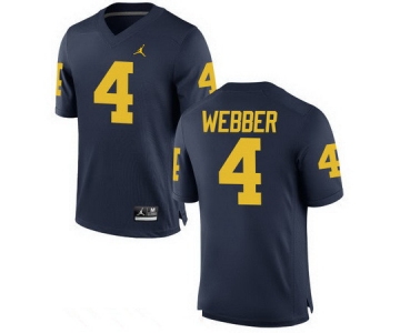 Men's Michigan Wolverines #4 Chirs Webber Retired Navy Blue Stitched College Football Brand Jordan NCAA Jersey