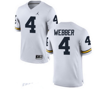 Men's Michigan Wolverines #4 Chirs Webber Retired White Stitched College Football Brand Jordan NCAA Jersey