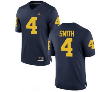 Men's Michigan Wolverines #4 De'Veon Smith Navy Blue Stitched College Football Brand Jordan NCAA Jersey