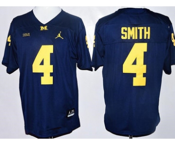 Men's Michigan Wolverines #4 De'Veon Smith Navy Blue Stitched NCAA Brand Jordan College Football Jersey