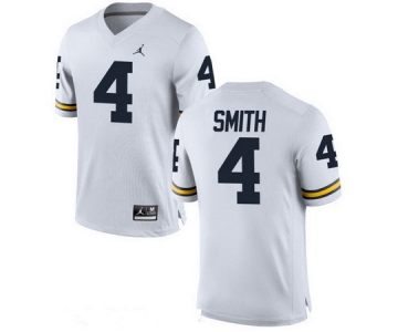 Men's Michigan Wolverines #4 De'Veon Smith White Stitched College Football Brand Jordan NCAA Jersey