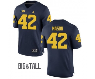 Men's Michigan Wolverines #42 Ben Mason Blue Big&Tall Performance Jersey