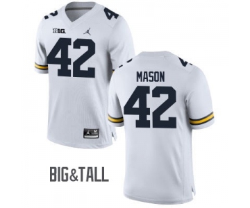 Men's Michigan Wolverines #42 Ben Mason White Big&Tall Performance Jersey