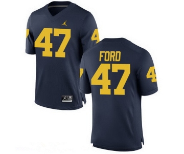 Men's Michigan Wolverines #47 Gerald Ford Navy Blue Stitched College Football Brand Jordan NCAA Jersey