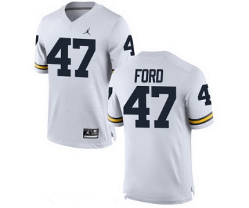 Men's Michigan Wolverines #47 Gerald Ford White Stitched College Football Brand Jordan NCAA Jersey