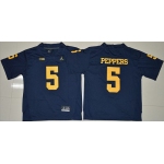 Men's Michigan Wolverines #5 Jabrill Peppers Navy Blue Stitched NCAA Brand Jordan College Football Jersey