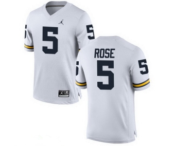 Men's Michigan Wolverines #5 Jalen Rose Retired White Stitched College Football Brand Jordan NCAA Jersey