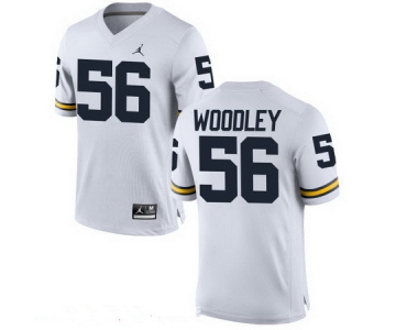 Men's Michigan Wolverines #56 LaMarr Woodley White Stitched College Football Brand Jordan NCAA Jersey