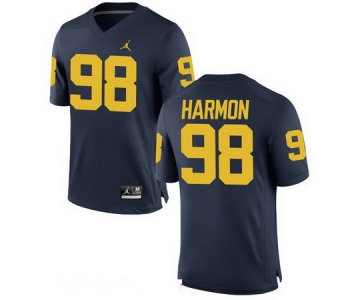 Men's Michigan Wolverines #98 Tom Harmon Retired Navy Blue Stitched College Football Brand Jordan NCAA Jersey