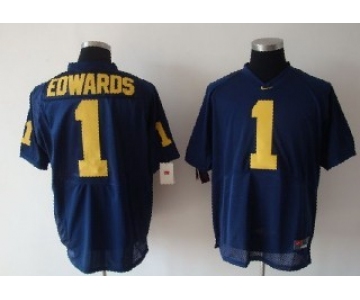 Michigan Wolverines #1 Edwards Navy Blue Jersey