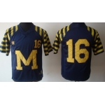 Michigan Wolverines #16 Denard Robinson  Navy Blue Throwback Jersey