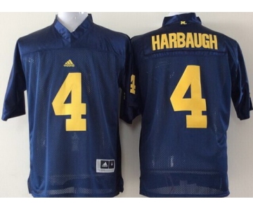 Michigan Wolverines #4 Jim Harbaugh Navy Blue Jersey