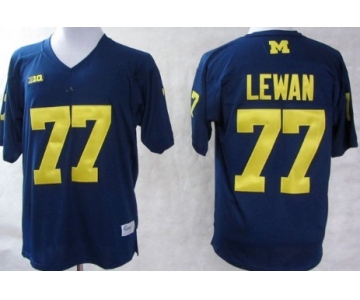Michigan Wolverines #77 Taylor Lewan Navy Blue Jersey