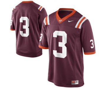 Mens Nike Virginia Tech Hokies #3 Game Football Maroon Jersey