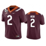 Men's Virginia Tech Hokies #2 Jeremy Webb Maroon 150th College Football Nike Jersey