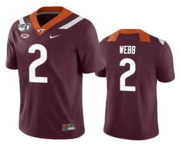 Men's Virginia Tech Hokies #2 Jeremy Webb Maroon 150th College Football Nike Jersey