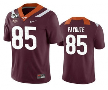 Men's Virginia Tech Hokies #95 Jaden Payoute Maroon 150th College Football Nike Jersey