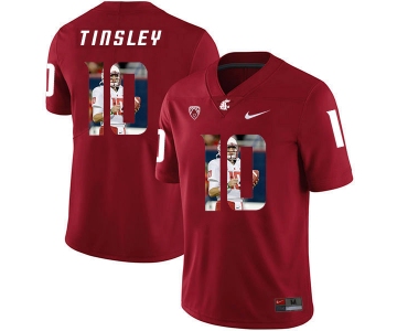 Washington State Cougars 10 Trey Tinsley Red Fashion College Football Jersey