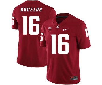 Washington State Cougars 16 Aaron Angelos Red College Football Jersey