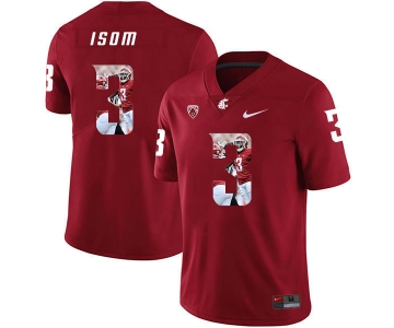 Washington State Cougars 3 Daniel Isom Red Fashion College Football Jersey