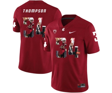 Washington State Cougars 34 Jalen Thompson Red Fashion College Football Jersey