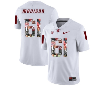 Washington State Cougars 61 Cole Madison WhiteFashion College Football Jersey