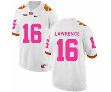 Clemson Tigers 16 Trevor Lawrence White Breast Cancer Awareness College Football Jersey